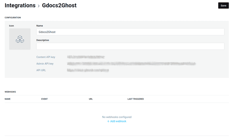 Get API Key from Ghost